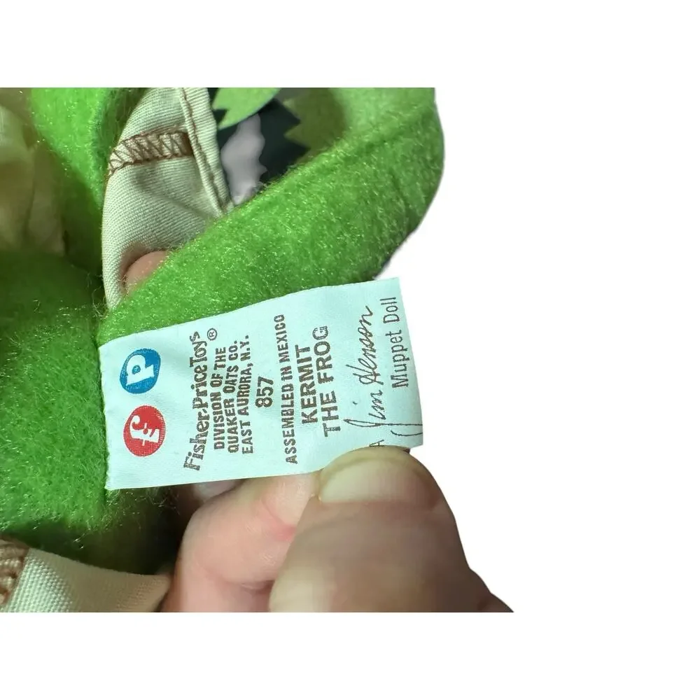 Vintage 1981 Fisher Price Kermit the Frog Dress Up Reporter Stuffed Doll Muppets